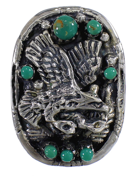 Southwest Sterling Silver And Turquoise Eagle Ring Size 4-1/2 RX80561